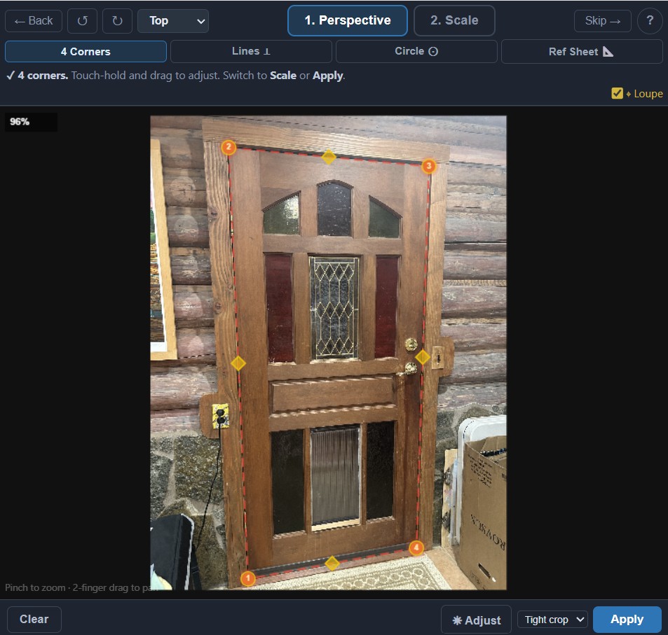 LensCAD perspective correction on a Victorian door